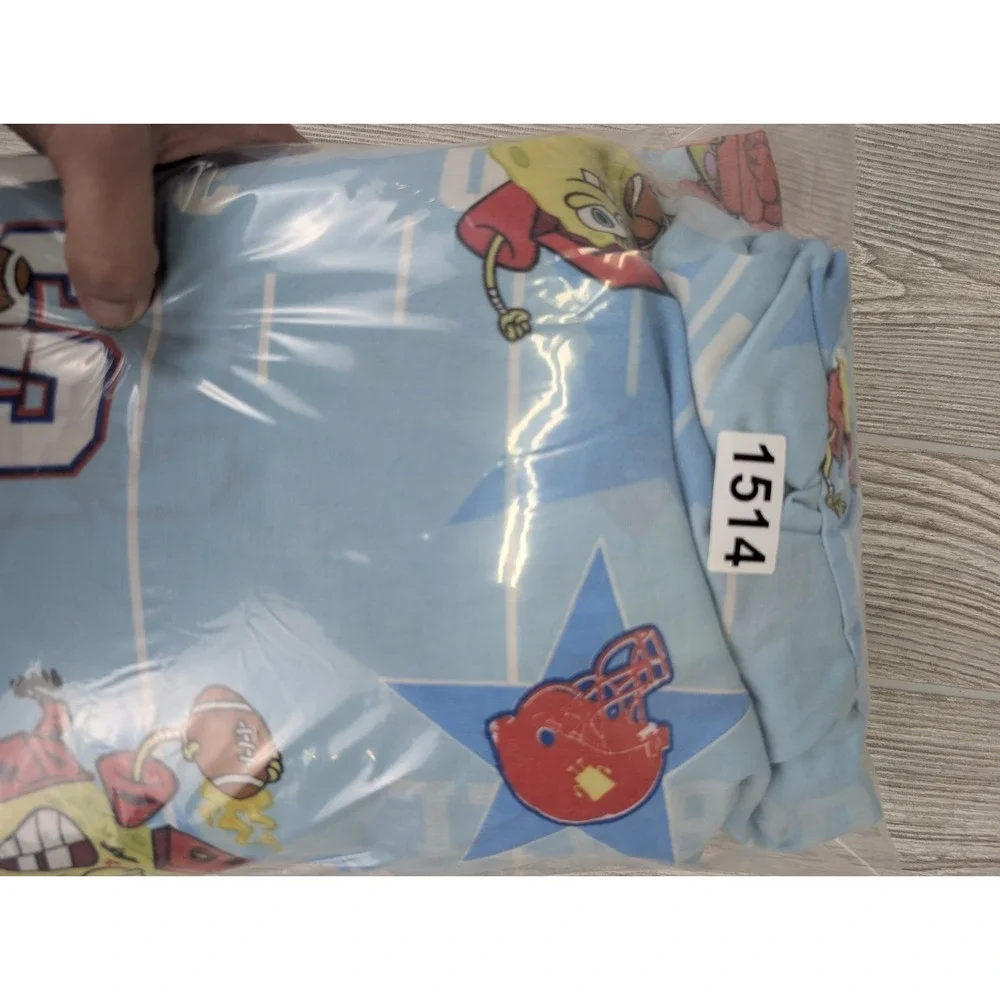 SpongeBob Square Pants Twin Sheet Y2K Baseball Football Top Fitted Pillowcase